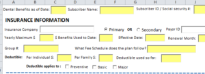 Dental Insurance Information for Verification of Patient Benefits