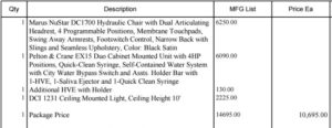Dental Operatory Equipment Invoice