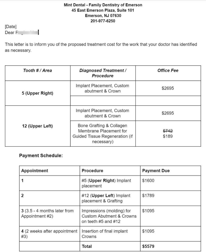 Dental Treatment Plan Template