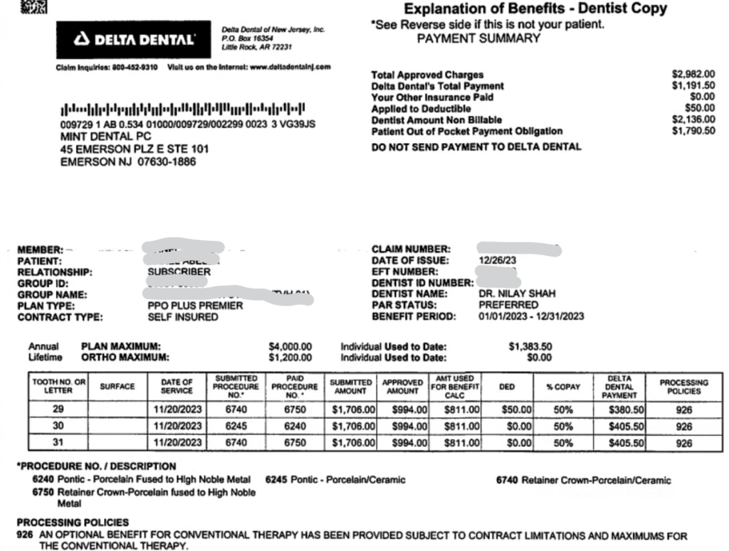 Dental Insurance Terminology - EOB - Explanation of Benefit