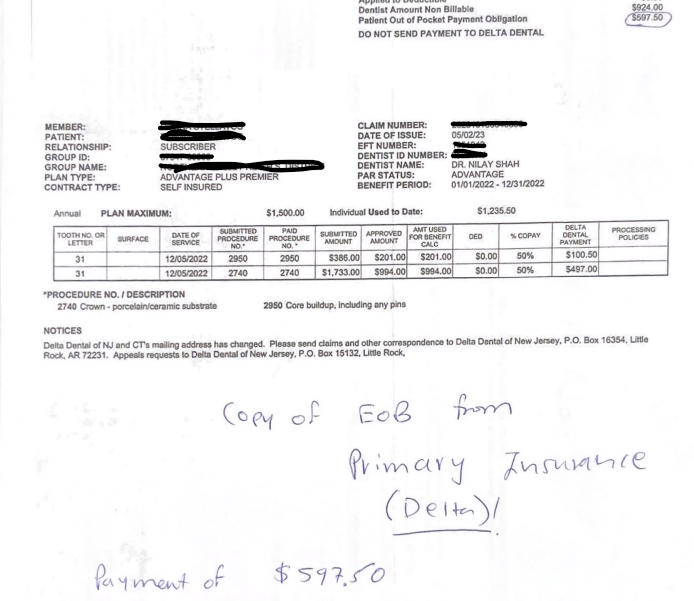 Dental Office AR - Primary EOB