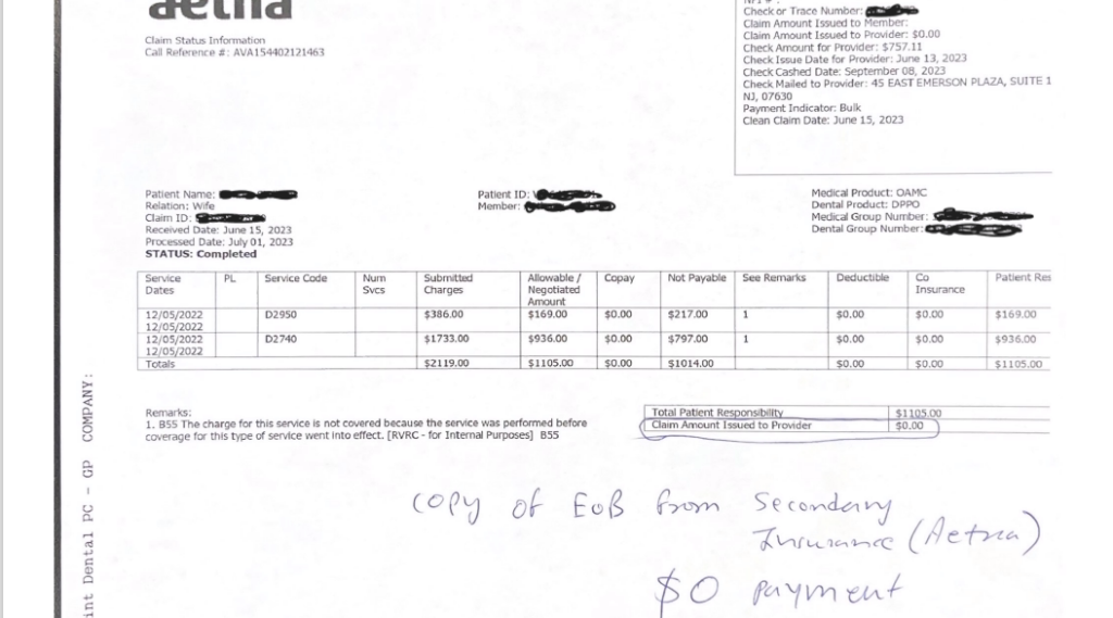 Dental Office AR - Secondary EOB