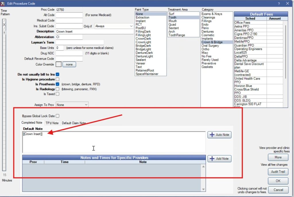 Open Dental Auto Notes