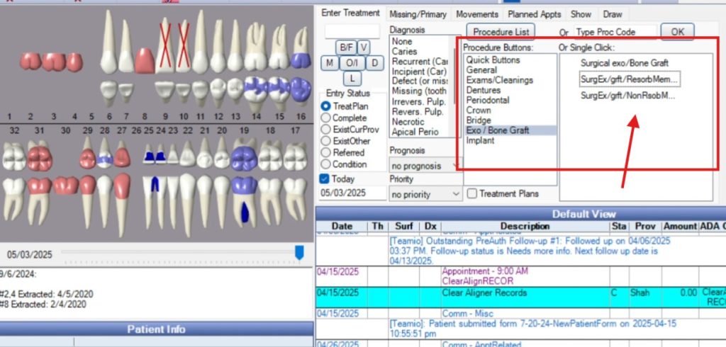 Open Dental Charting Module - Custom procedure buttons