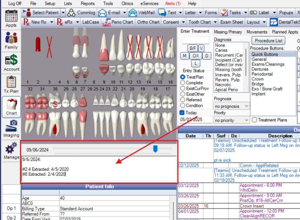 Open Dental Charting Module - Notes section